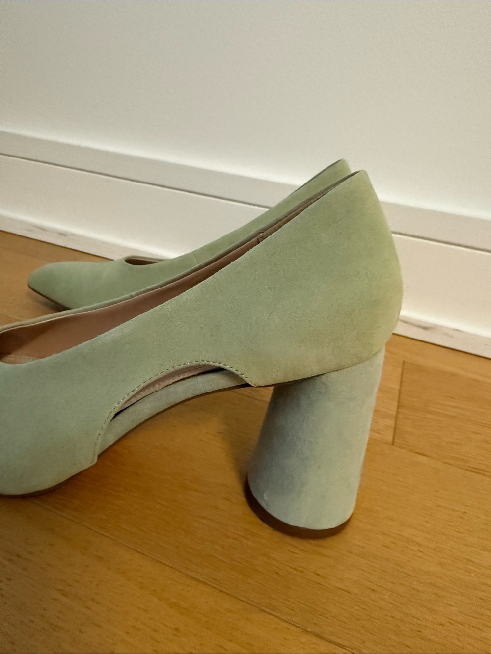 Topshop Mint Green Suede Block Heel Pumps